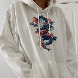 White Brandy Melville Dragon Hoodie